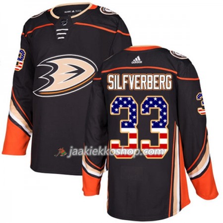 Miehille NHL Anaheim Ducks Pelipaita Jakob Silfverberg 33 Adidas 2017-2018 Musta USA Flag Fashion Authentic